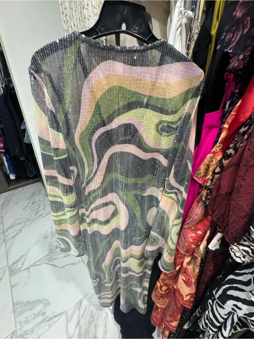 Hutch Sequin Swirl Coverup in Pink, Green, Black